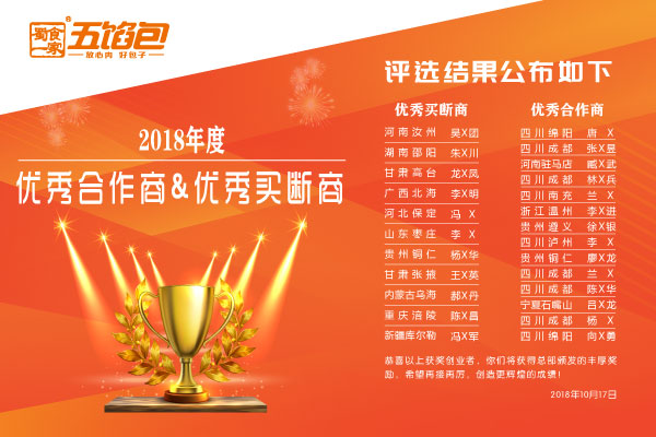 你赚钱,我颁奖!蜀食一家2018年度优秀合作商&买断商火热出